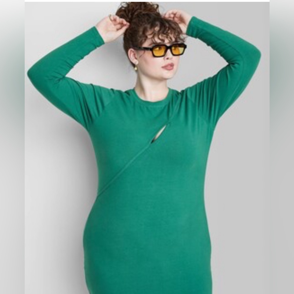 Wild Fable Green Cutout Detail Boycon Dress EUC, Sz XXL